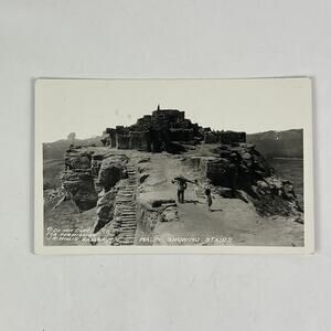 1930 RPPC Native American Walpi Showing Stairs Franklin 1c Stamp Postcard Perf